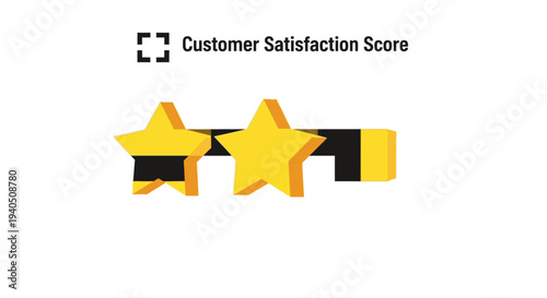 Customer Satisfaction Score with Two Yellow Stars and a Progress Bar Indicating Low Rating