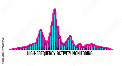 Digital sound wave graph, high-frequency activity monitoring, audio spectrum analysis, equalizer bars