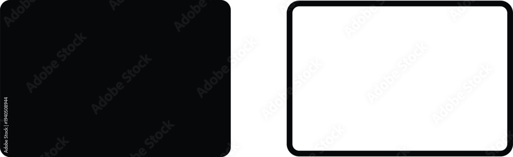 Fototapeta premium Rounded Rectangle Frame Icon Set – UI Button and Screen Border Vector Illustration