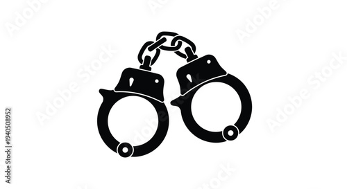 Black handcuffs depicted in a stark contrasting silhouette