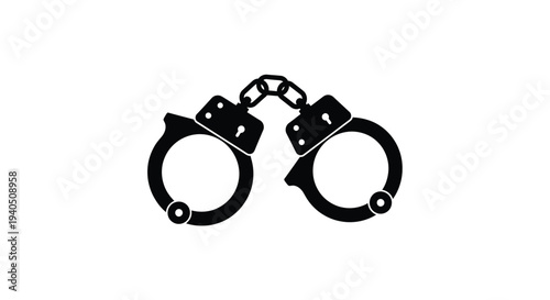 Black handcuffs depicted in a stark contrasting silhouette