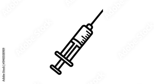 Simple black outline of a medical syringe clean vector silhouette