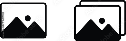 Image Gallery Icon Set – Photo Picture Frame Vector Illustration