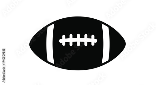 A simple black silhouette of an american football