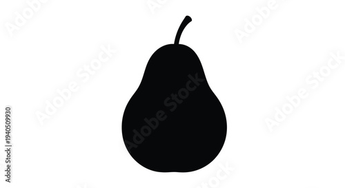 Simple black silhouette of a pear a common fruit silhouette