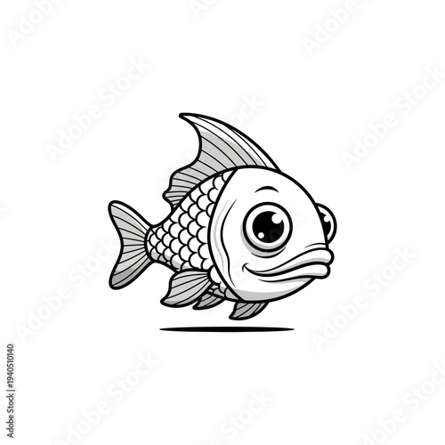 Cute Cartoon Fish Character Illustration, Funny Aquatic Animal, Vector Art
