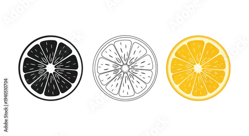 Three orange variations full color outline and black silhouette