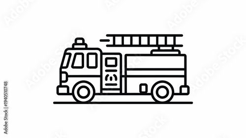 Vector fire truck icon, emergency vehicle illustration