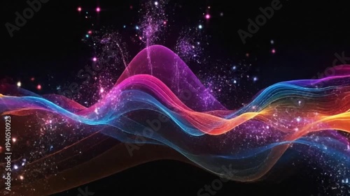 Abstract flowing lines in vibrant colors against a dark background, creating a dynamic visual effect.