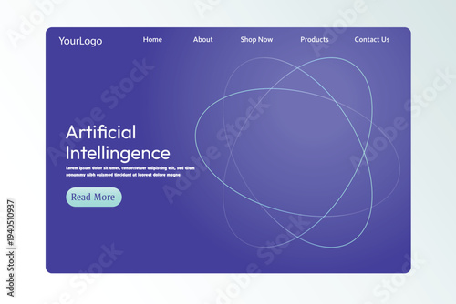 Modern website preview card interface showing a landing page screenshot with tag and user analytics icons and notification status indicator. Concept of web design dashboard, UI UX interface element.