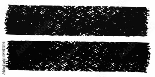 Abstract black brushstrokes forming two horizontal rectangular shapes