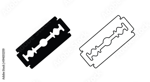 Two razor blades one black and one white in a graphic silhouette