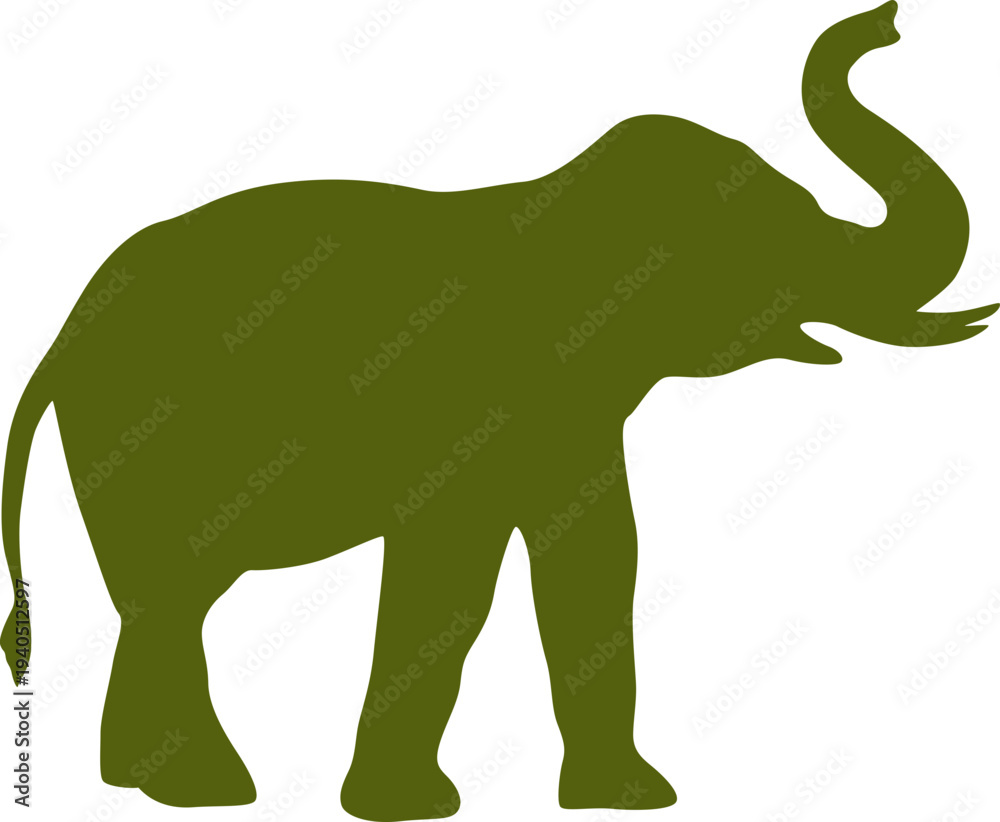 Obraz premium Green Elephant Silhouette Vector Icon