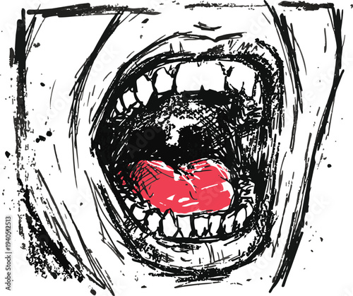 Screaming Mouth Illustration - A Graphic Representation of Intense Emotion and Vocal Expression