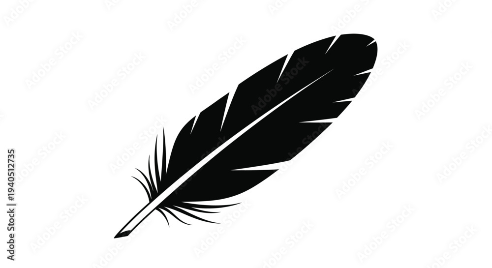 Fototapeta premium A striking black feather design elegantly captured in silhouette