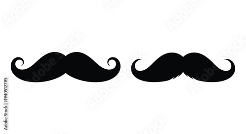 Two black mustaches displayed against a white background silhouette