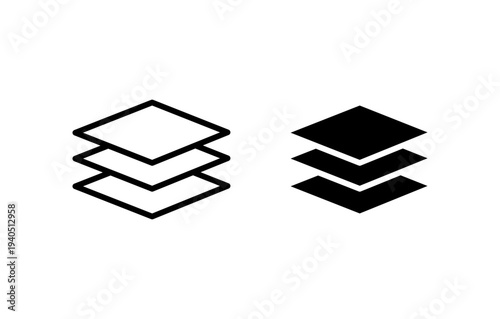 3 Layer icon with editable stroke. Black solid icons