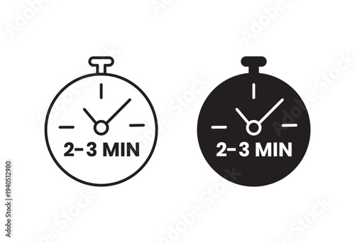 2 to Minutes preparation icon with editable stroke. Black solid icons