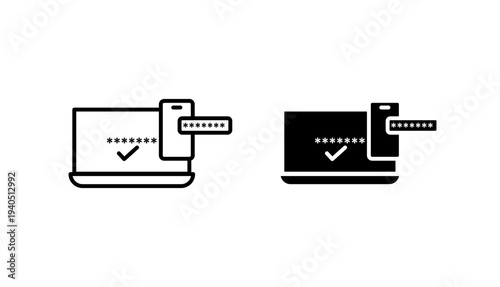 2FA Multifactor verification icon with editable stroke. Black solid icons