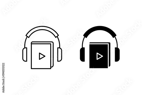 Audiobook icon with editable stroke. Black solid icons