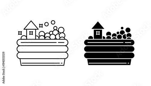 Ball pit icon with editable stroke. Black solid icons