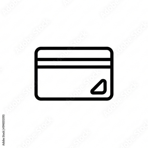 A simple black outline icon depicting a credit card or debit card with a magnetic stripe and a small chip symbol.