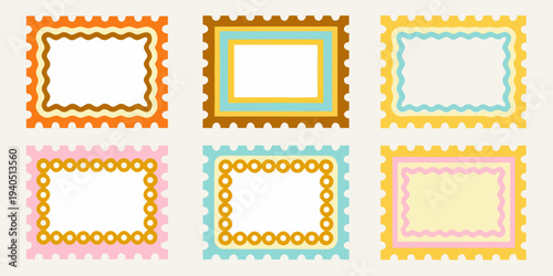 A collection of six colorful decorative rectangular frame designs