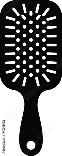 Vector black paddle hair brush icon