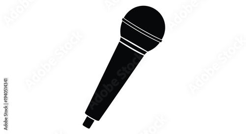 Simple black microphone design against a white background silhouette