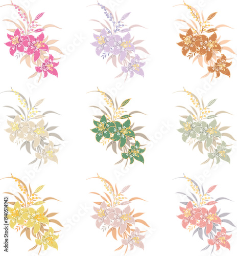 Stylized Green Lily Floral Illustration