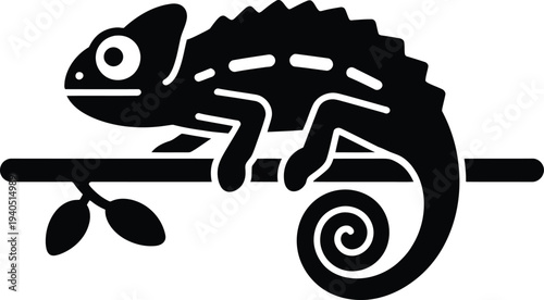 Black chameleon icon vector