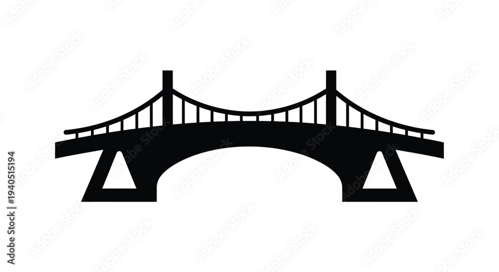 Fototapeta premium Simple black bridge design with arched supports a striking silhouette