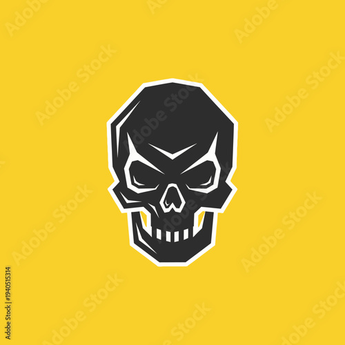 Dark Skull Icon Vector Art, Scary Halloween Symbol, Danger Warning Sign, Graphic Design
