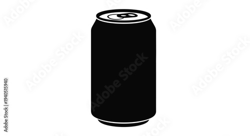 A sleek black silhouette of a standard aluminum beverage can silhouette
