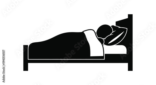 Person sleeping peacefully in bed a simple black silhouette