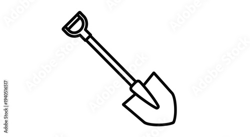 Simple black outline of a garden shovel minimalist illustration silhouette