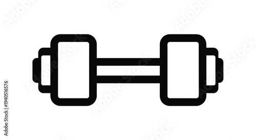 Simple black dumbbell design a stark outline silhouette