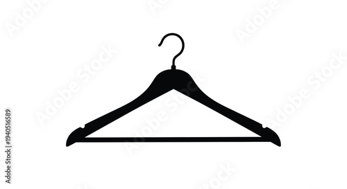 A simple black coat hanger isolated on a white background silhouette