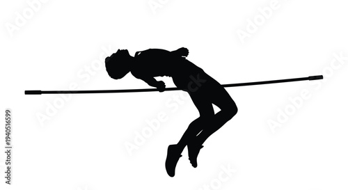 Athlete clearing a high jump bar in dramatic black silhouette