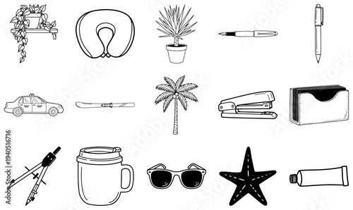 Black and white line of various line black and white 17