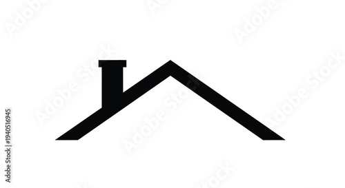 Simple black roofline depiction with a chimney graphic silhouette