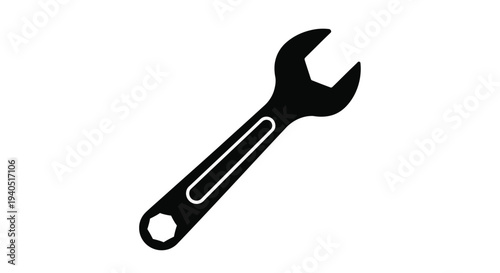 A black wrench icon simple design isolated on a white background silhouette