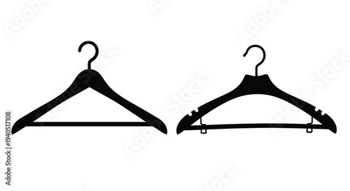 Two wooden clothes hangers displayed against a white background silhouette
