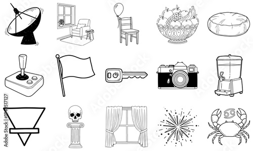 Black and white line of various line black and white 20