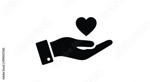 A black hand offering a heart shape a loving gesture silhouette