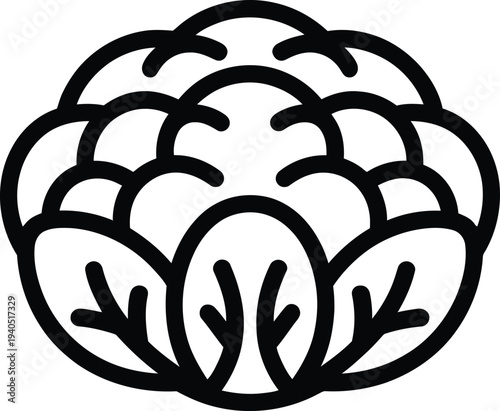 Black line art artichoke icon vector