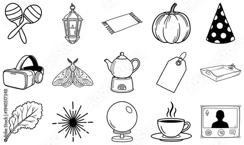 Black and white line of various line black and white 23