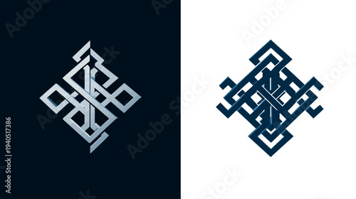 Elegant Abstract Geometric Symbol. Intricate Interwoven Knot Design for Modern Branding, Corporate Identity, and Graphic Art.