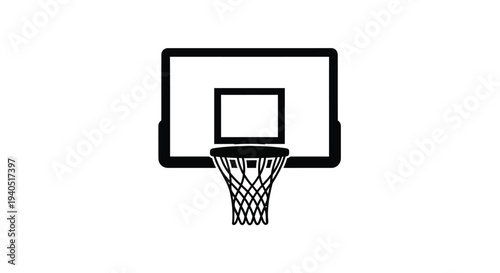 Simple black silhouette of a basketball hoop and net silhouette