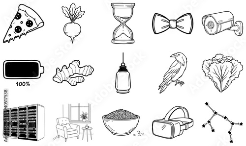 Black and white line of various line black and white 25